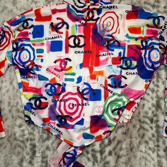 Chanel Colorful Logo Print Blouse - Picture 16 of 16